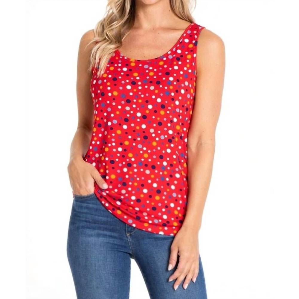 NEW MULTIPLES patriotic dots double scoop print tank in red